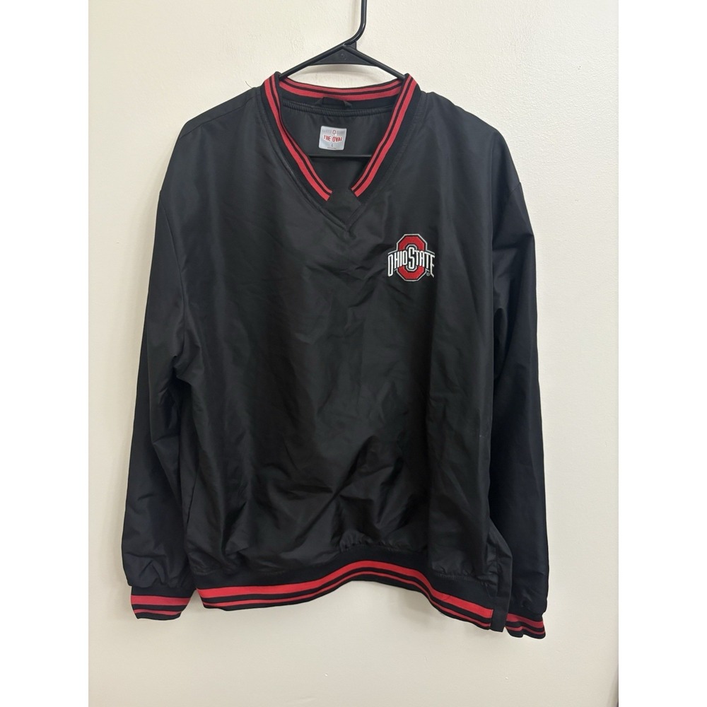 Vintage Ohio State Buckeyes V-Neck Pullover Windbreaker Jacket Mens Large
